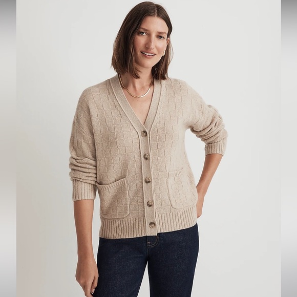 NWT Madewell (Re)sourced Cashmere Cardigan in Checkerboard XXS - Picture 5 of 7